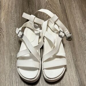 Platform White Strappy Sandals